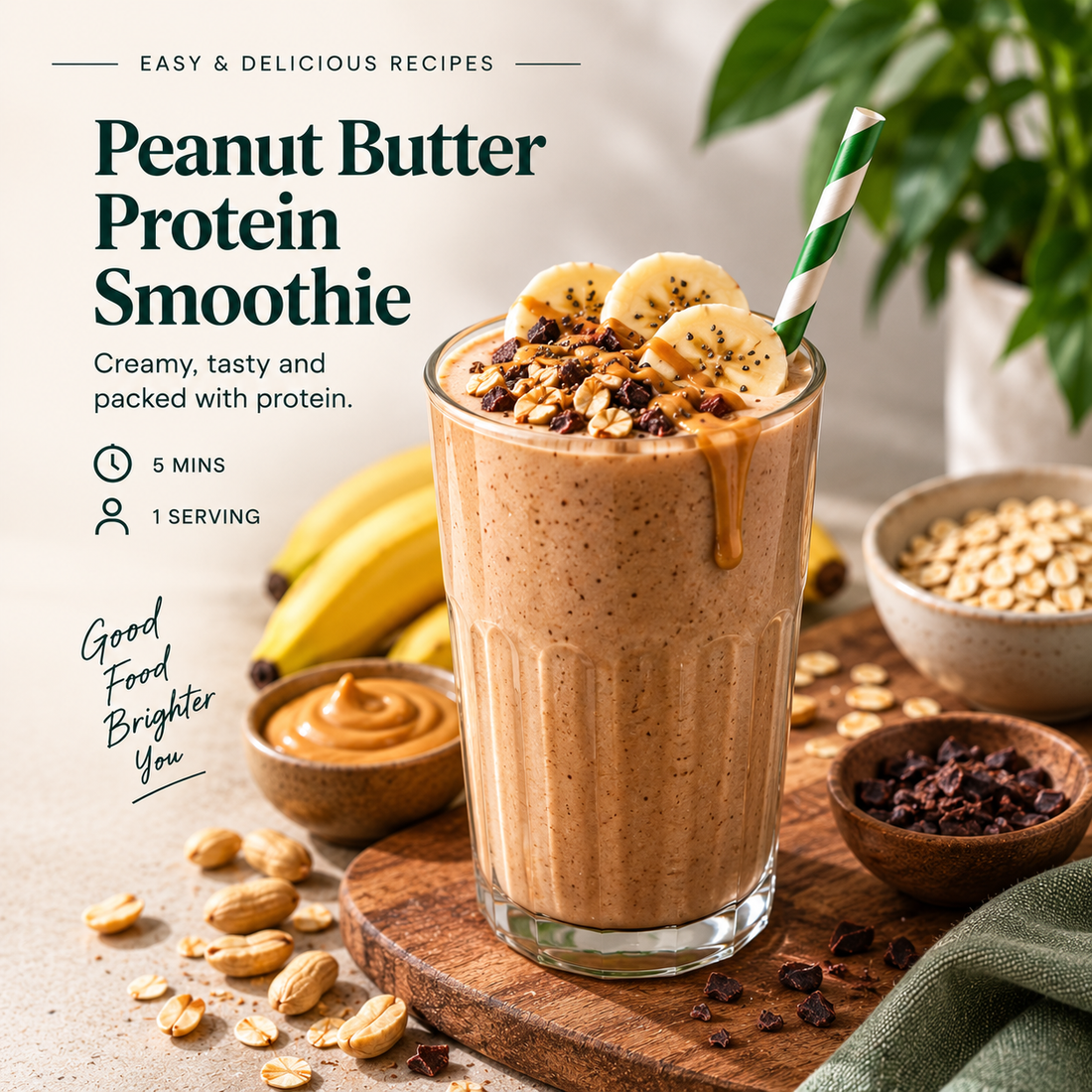 Peanut Butter Protein Smoothie | Easy & Delicious Recipe
